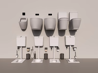 Modern Bathroom Fixture Set With Toilet Sink Water Tank And Faucet Units 3d model