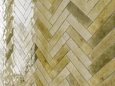 Herringbone Pattern Tile Wall Component With Natural Stone Material And Modern Design 3d model