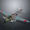 Vintage Military Aircraft Weapon With Light Blue Body Red Markings And Dual Propellers