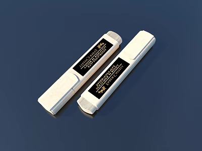Elegant White Tube Containers Featuring Black Labels And Gold Text Design 3d model