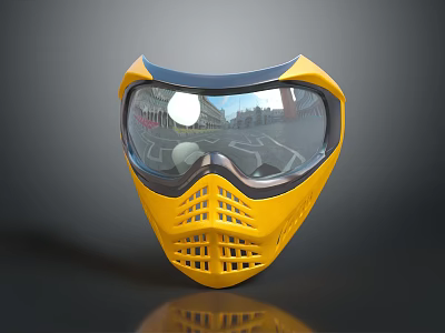 Weapon Tactical Military Yellow Mask with Transparent Visor and Grill Design 3d model