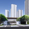 Modern High Rise Residential Complex With White Buildings Green Spaces And Courtyards