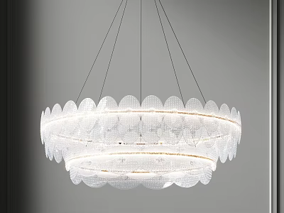Modern Elegant Transparent Glass Chandelier With Circular Multi Layer Petal Edge Design Bright White Light 3d model