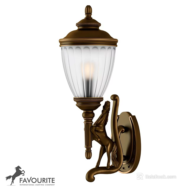 Classic Style Outdoor Wall Light With Metal Bracket And Transparent Glass Shade 3d model 