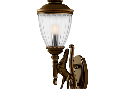 Classic Style Outdoor Wall Light With Metal Bracket And Transparent Glass Shade 3d model