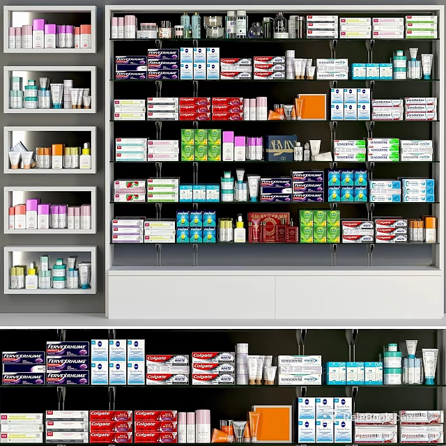 Commercial Retail Shelving Units With Multiple Shelves For Product Display In Store 3d model 
