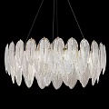 Elegant Crystal Chandelier With Transparent Leaf Shaped Pieces Circular Arrangement Decorative Pendant Light