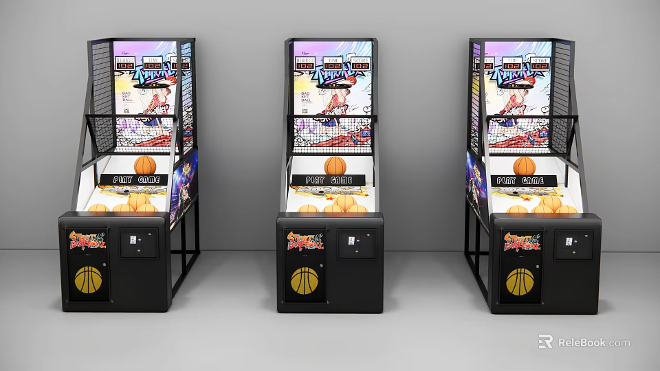 Modern Arcade Basketball Game Machines As Entertainment Appliances With Indoor Play Design 3d model 