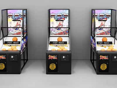 Modern Arcade Basketball Game Machines As Entertainment Appliances With Indoor Play Design 3d model