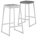 Modern Black Bar Stools With Upholstered Seat And Metal Frame