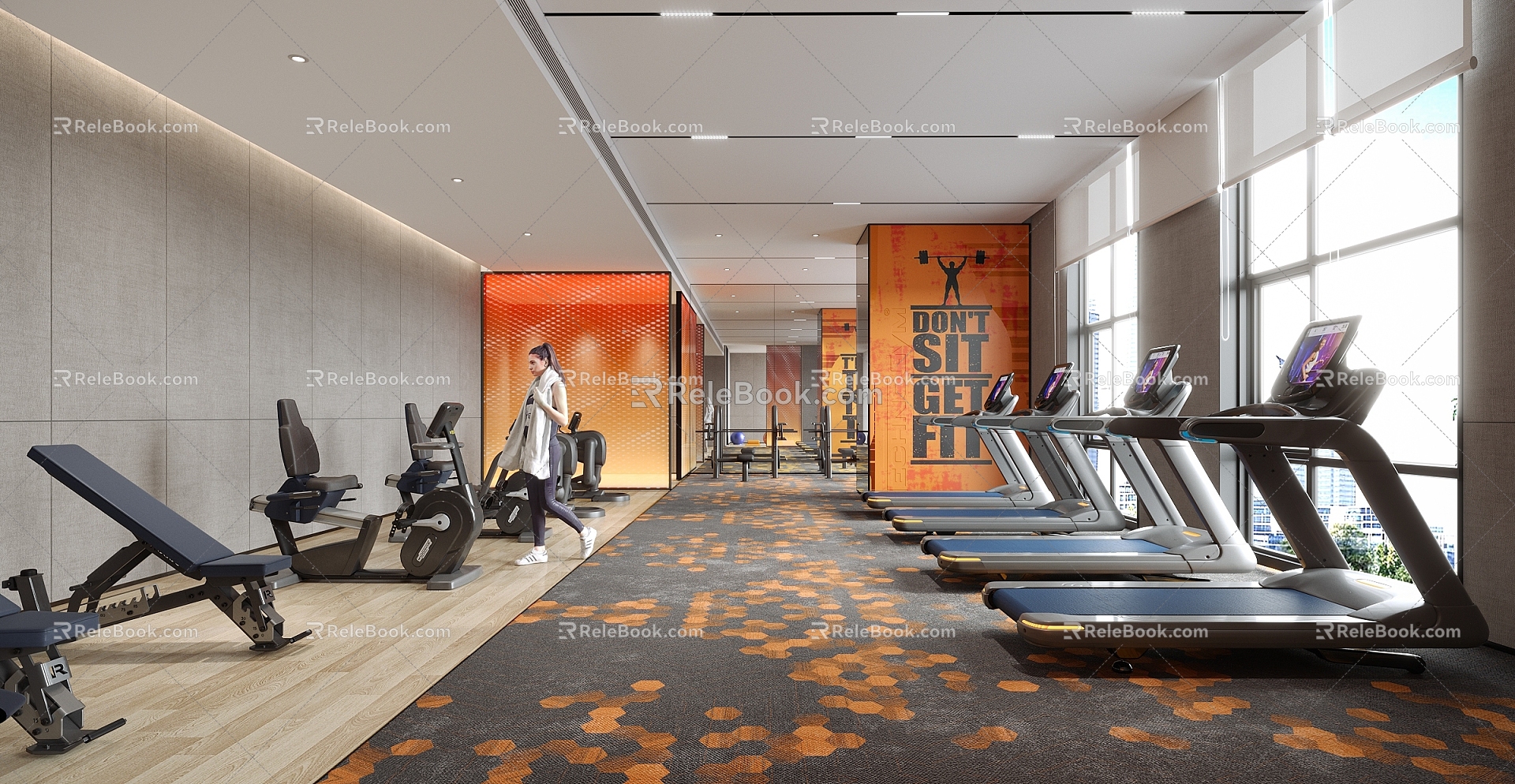 Hotel Gym Club Fitness Club Fitness Equipment 3d model