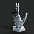 Game Movie Character With Silver Mechanical Hand And Hexagonal Base Design 3d model