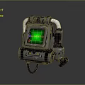 Sci Fi Mechanical Device With Green Screen Display And Metallic Control Panel