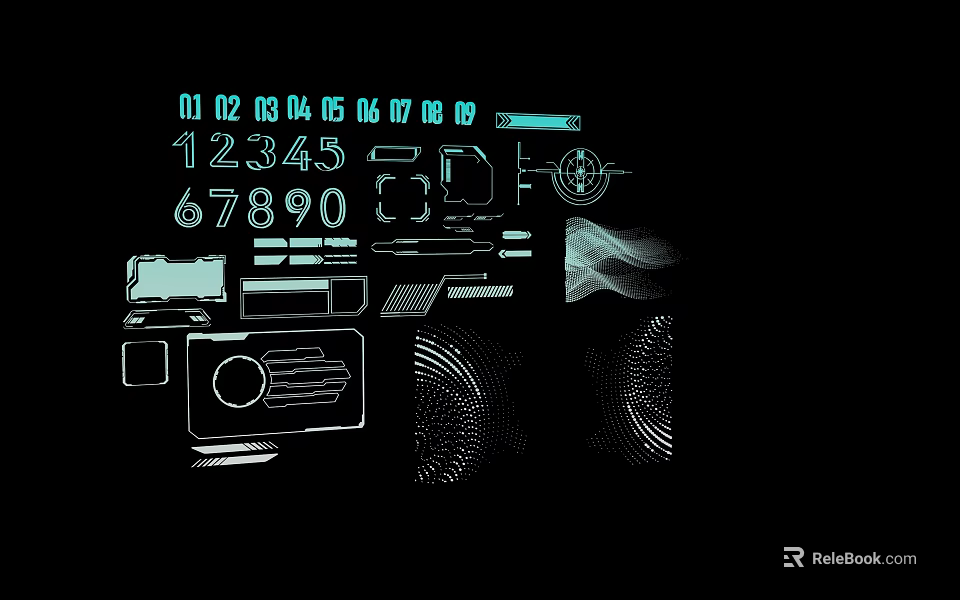 Tech Inspired Decorative Lighting With Digital Numbers And Modern Graphic Designs 3d model