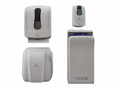 Modern Bathroom Accessories Including Automatic Soap Dispenser Hand Dryer And Paper Towel With Sensor Design 3d model