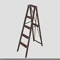 Brown Five Step Foldable Ladder with Sturdy Frame and Portable Design 3d model