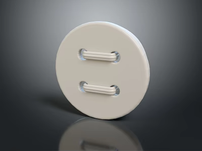 White Circular Panel With Two Horizontal Bars On Smooth Reflective Surface 3d model