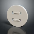 White Circular Panel With Two Horizontal Bars On Smooth Reflective Surface 3d model