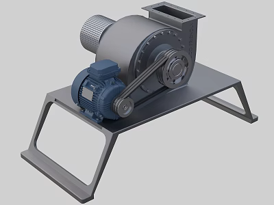 Industrial Centrifugal Fan with Electric Motor and Heavy Duty Metal Mounting Frame 3d model