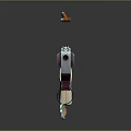 Modern Silver And Maroon Gun With Decorative Details And Floating Elements In 3D Rendering
