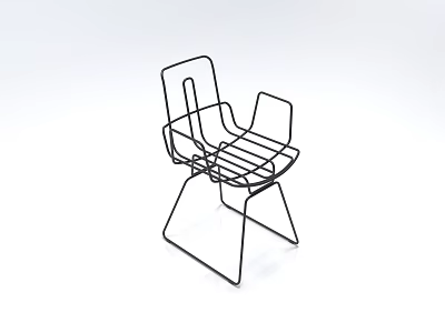 Modern Metal Armchair With Sleek Wire Frame Design And Black Finish 3d model