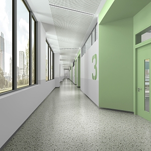 Corridor Averway Classroom Corridor Elementary School 3d model