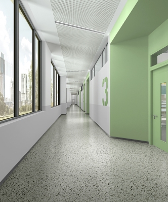 Corridor Averway Classroom Corridor Elementary School 3d model