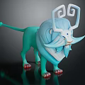 Teal And White 3D Character Lion With Curved Antlers Decorative Tail And Red Paws