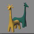Colorful Giraffe Shaped Stools for Children with Yellow and Green Design