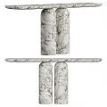 Elegant Marble Console Table With Textured Column Bases And Sleek Top Design 3d model