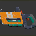 Modern Sci Fi Weapon 3D Model with Stylish Orange Blue Green Design 3d model