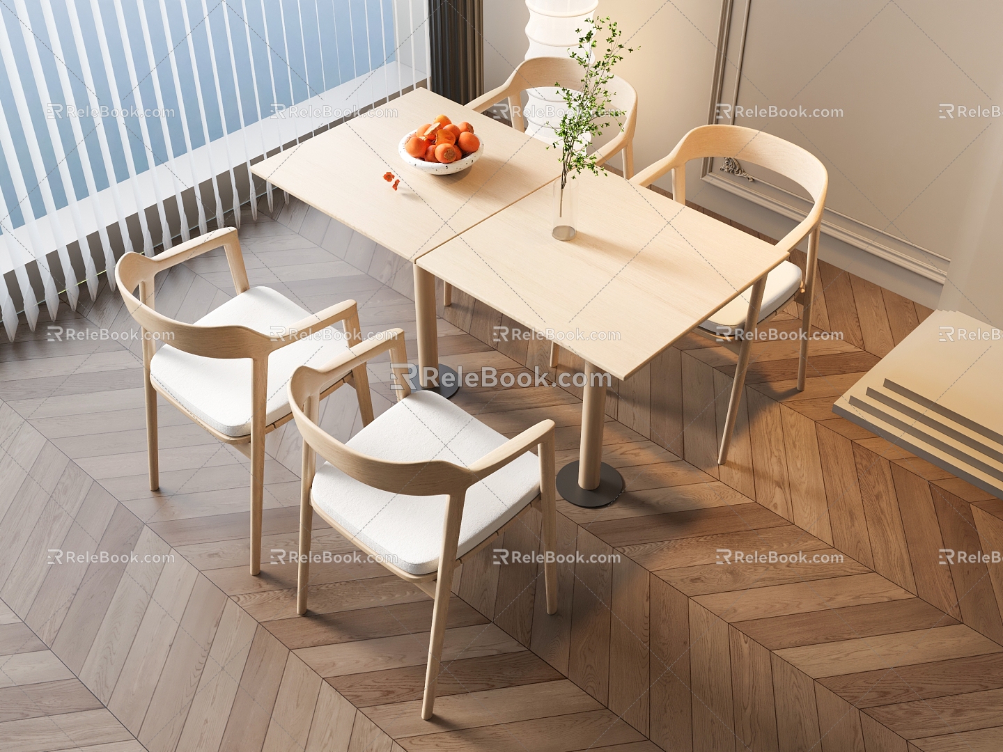 Fast Food Dining Table Milk Tea Table Chair Nordic Dining Table Chair 3d model