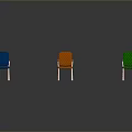 Colorful Patterned Chairs With Metal Legs In Blue Orange And Green Tones