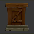 Orange Wooden Door With Metal Hinges Nails And Stone Base Steps