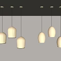 Three Modern Pendant Lights With Textured Beige Ceramic Shades For Interior Decor 3d model