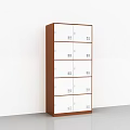 Public Storage Lockers With White Panels And Brown Frames In Row Arrangement