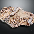 Natural Wood and Stone Artisanal Decor Featuring Logs Wood Shavings and Textured Stone Slab