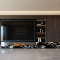 Modern Sideboard With Marble Backsplash Glass Door Shelves And Light Cabinetry