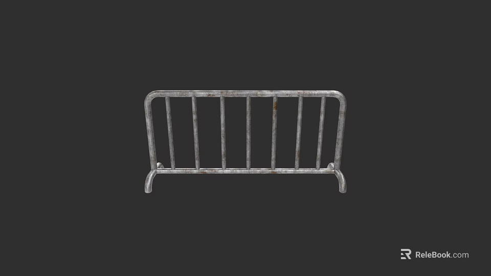 Heavy Duty Metal Safety Barrier with Vertical Bars and Sturdy Base Design 3d model 