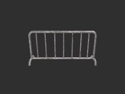 Heavy Duty Metal Safety Barrier with Vertical Bars and Sturdy Base Design 3d model