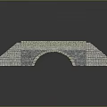 Stone Arch Bridge Structure With Gray Stone Blocks And Wooden Steps 3d model