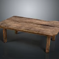 Rustic Solid Wood Table With Rectangular Top And Four Legs Design