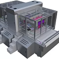Automated Industrial Equipment Featuring Transparent Enclosure Conveyor Belt And Internal Mechanical Components