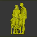 Family Group Portrait Standing Together With Children In Casual Clothes Against Gray Background
