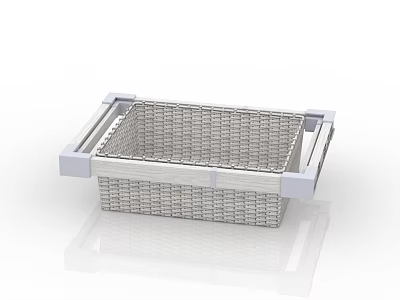 Stainless Steel Wire Mesh Kitchen Storage Basket With White Handles And Frame 3d model