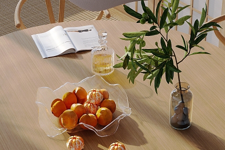 Modern orange table decoration 3d model