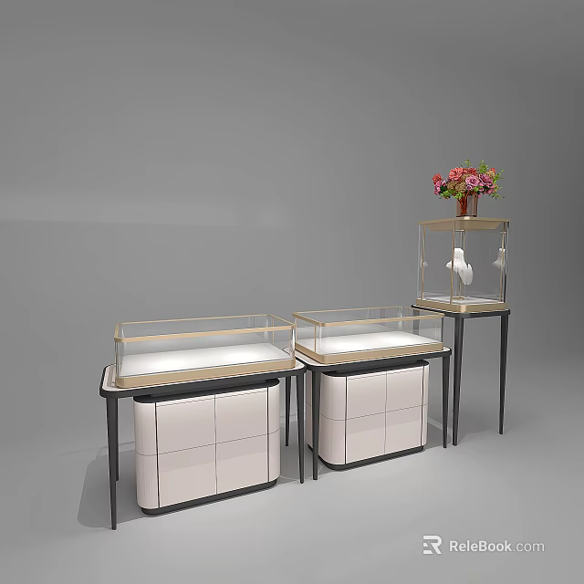 Modern Boutique Store With Glass Display Counters Fresh Flower Decor And Elegant Design 3d model 