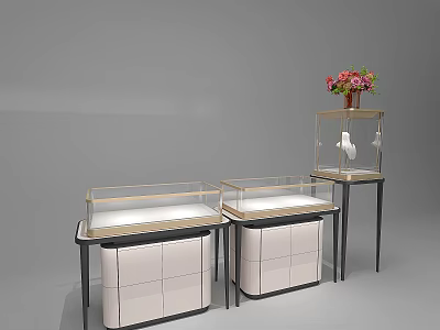 Modern Boutique Store With Glass Display Counters Fresh Flower Decor And Elegant Design 3d model