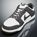 Black White Gray Leather Sneakers With Lace Up Design And Swoosh Logo Rubber Sole