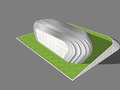 Wavy Design Tree Pit With Green Lawn And White Structure Gray Border 3d model